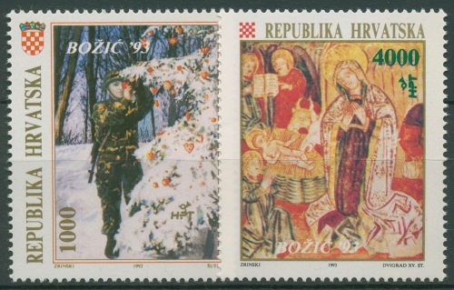 Kroatien 1993 Weihnachten Gemälde Fresko 261/62 postfrisch