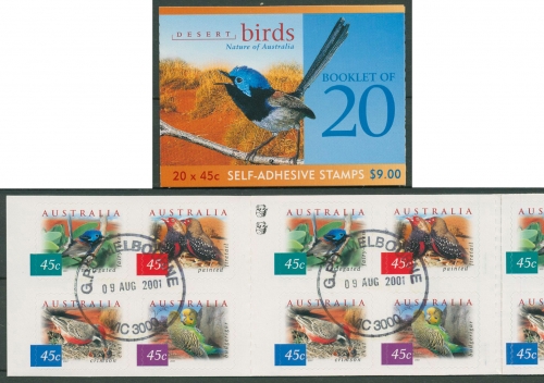 Australien 2001 Vögel d. Wüstengebiete MH 142, 2 Koalas repr gestempelt (C29592)