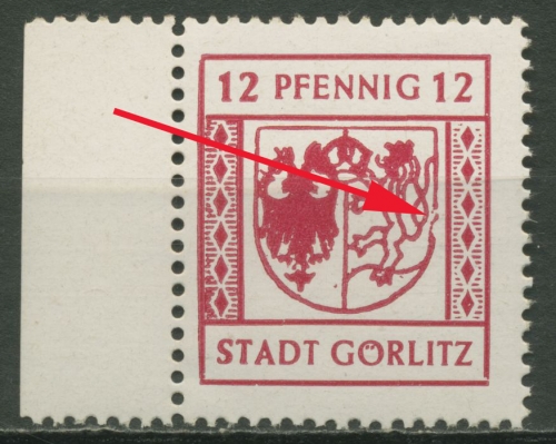 Görlitz 1945 Freimarke 3. Ausgabe Plattenfehler 12 x I postfrisch
