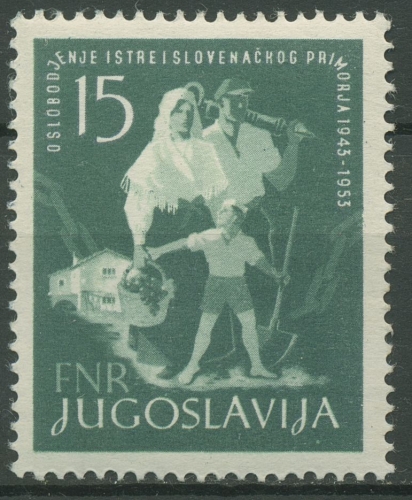 Jugoslawien 1953 Istrien Slowenische Küste Tag der Befreiung 733 postfrisch