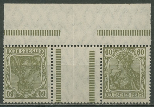 Dt Reich Zusammendrucke 1921 Germania Ziffern KZ 7 OR 1 Postfrisch 