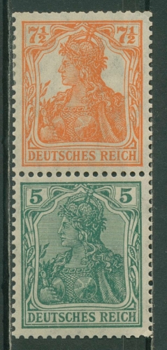 Deutsches Reich Zusammendrucke 1918/19 Germania S 3 ab mit Falz