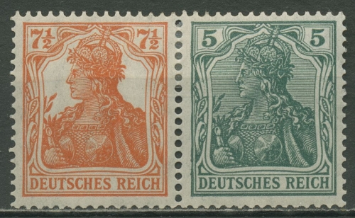 Deutsches Reich Zusammendrucke 1918/19 Germania W 6 ab mit Falz
