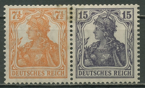 Deutsches Reich Zusammendrucke 1917 Germania W 11 ba mit Falz, kl. Mängel