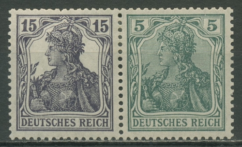 Deutsches Reich Zusammendrucke 1917/18 Germania W 9 aa mit Falz