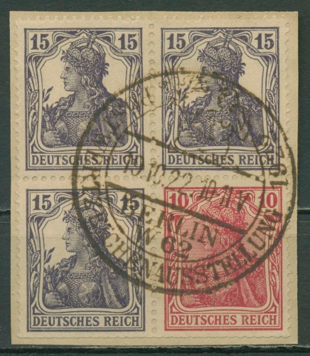 Deutsches Reich Zusammendrucke 1918/19 Germania W 13 aa gestempelt, Briefstück