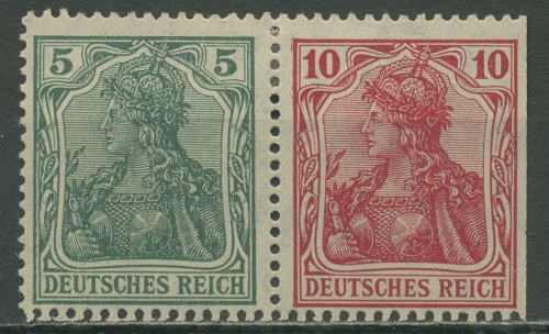 Deutsches Reich Zusammendrucke 1920 Germania W 7 II aa mit Falz