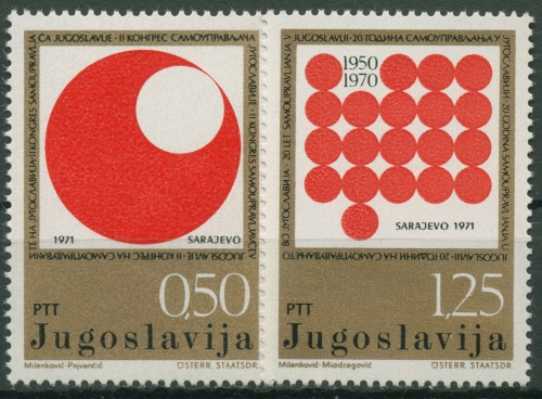 Jugoslawien 1971 Selbstverwalter-Kongress 1418/19 postfrisch