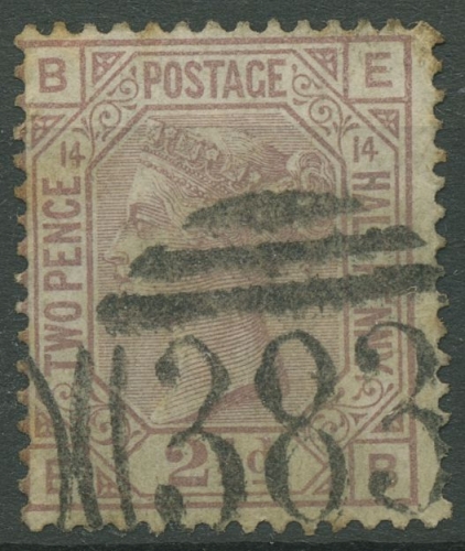 Großbritannien 1876 Victoria 2 1/2 Pence, 47 Platte 14 gestempelt, fleckig