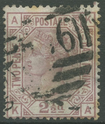 Großbritannien 1876 Victoria 2 1/2 Pence, 47 Platte 11 gestempelt, fleckig