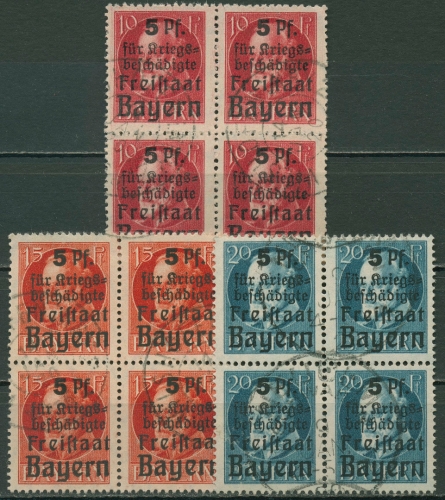 Bayern 1919 Hilfe für Kriegsbeschädigte 171/73 A 4er-Block gestempelt