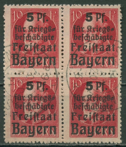 Bayern 1919 Hilfe für Kriegsbeschädigte 171 A 4er-Block gestempelt