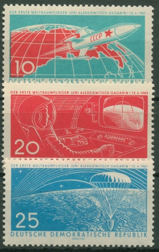 DDR 1961 Erster Bemannter Weltraumflug Juri Gagarin 822/24 postfrisch