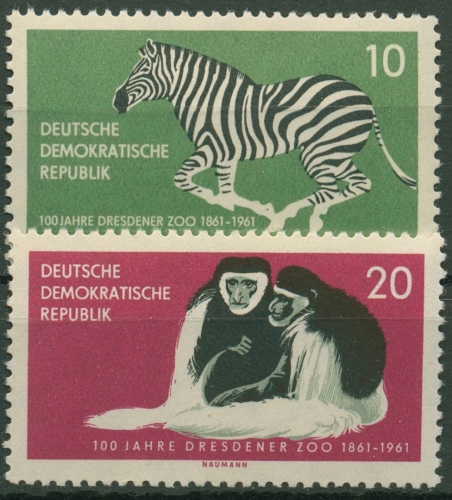 DDR 1961 Dresdner Zoo Zebra Affen 825/26 postfrisch