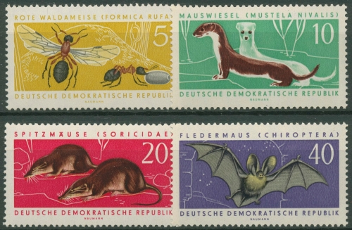 DDR 1962 Tiere Ameise Wiesel Maus Fledermaus 869/72 postfrisch