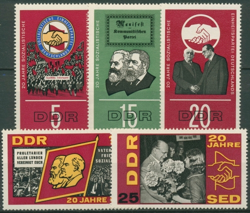 DDR 1966 20 Jahre SED 1173/77 postfrisch