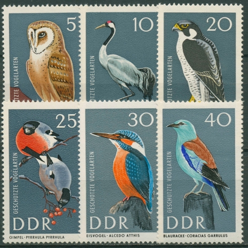 DDR 1967 Tiere Vögel Eule Kranich Falke 1272/77 postfrisch