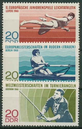DDR 1968 Sport Leichtathletik Rudern Angeln 1372/74 postfrisch