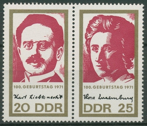 DDR 1971 Karl Liebknecht Rosa Luxemburg 1650/51 ZD postfrisch