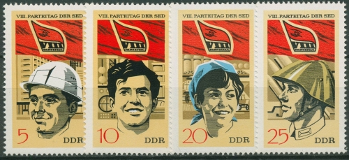DDR 1971 SED Parteitag 1675/78 postfrisch