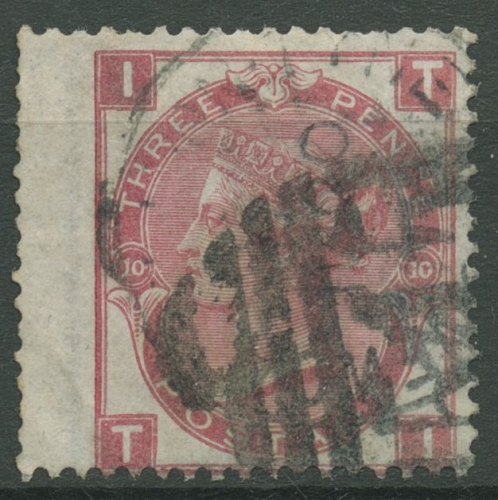 Großbritannien 1867 Königin Victoria 3 Pence, 28 Platte 10 gestempelt kl. Fehler