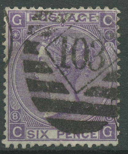 Großbritannien 1867 Königin Victoria 6 Pence, 30 Platte 9 gestempelt, kl. Fehler