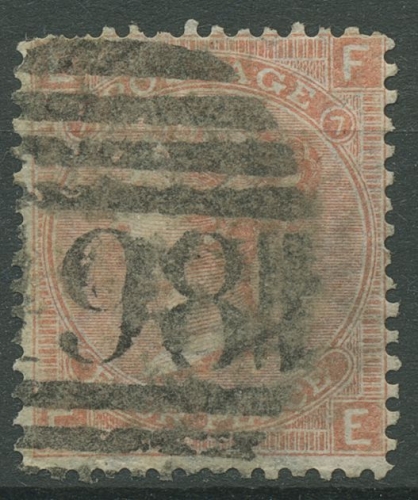 Großbritannien 1865 Königin Victoria 4 Pence, 24 Platte 7 gestempelt, Mängel