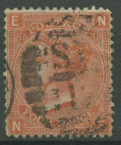 Großbritannien 1865 Victoria 4 Pence, 24 Platte 11 gestempelt, kl. Fehler