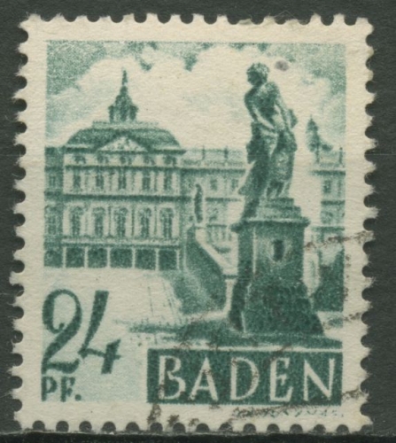 Französische Zone: Baden 1948 Schloss Rastatt Type V, 22 y V gestempelt