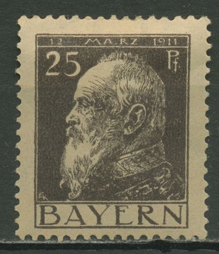 Bayern 1911 Prinzregent Luitpold Type I, 80 I mit Falz
