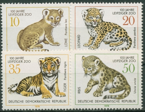 DDR 1978 Tiere Zoo Leipzig Löwe Leopard Tiger Irbis 2322/25 postfrisch