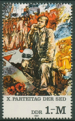 DDR 1981 SED Parteitag Gemälde Walter Womacka 2599 Blockeinzelmarke postfrisch