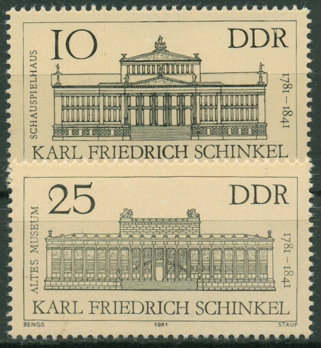 DDR 1981 Baumeister Karl Friedrich Schinkel Bauwerke 2619/20 postfrisch