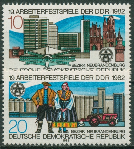 DDR 1982 Arbeiterfestspiele Bezirk Neubrandenburg 2706/07 postfrisch