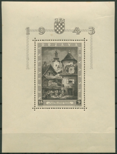 Kroatien 1943 Kirche u. Kloster Zagreb Block 6 I. postfrisch kl. Mängel (C91983)