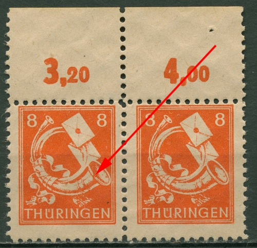 SBZ Thüringen Freimarke mit Plattenfehler 96 AY y II postfrisch