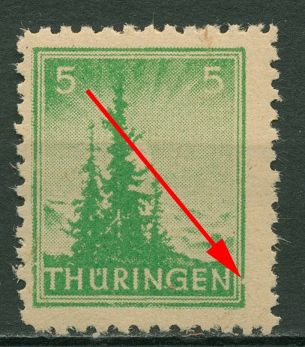 SBZ Thüringen Freimarke mit Plattenfehler 94 AX bw VI postfrisch