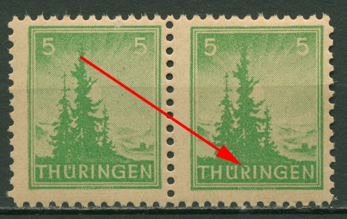 SBZ Thüringen Freimarke mit Plattenfehler 94 AX bt II postfrisch