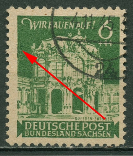 SBZ Ost-Sachsen 1946 Wiederaufbau mit Plattenfehler 64 aA III gestempelt