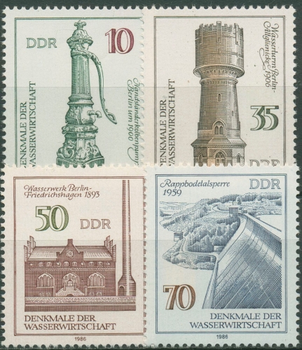 DDR 1986 Wasserwirtschaft Pumpe Wasserturm Talsperre 2993/96 postfrisch