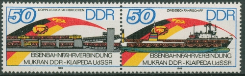 DDR 1986 Eisenbahn-Fährverbindung nach Litauen 3052/53 ZD postfrisch