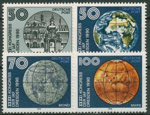 DDR 1990 Astronautische Förderation Erde Mond Mars 3360/63 postfrisch