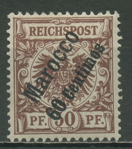 Deutsche Post in Marokko 1899 Krone/Adler mit steilem Aufdruck 6 mit Falz