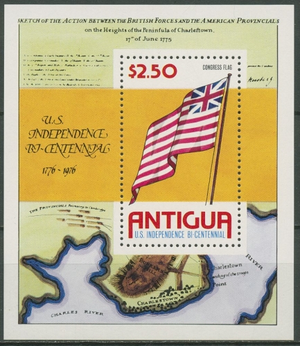 Antigua 1976 Unabhängigkeitserklärung Kongressflagge Block 24 postfrisch(C97210)