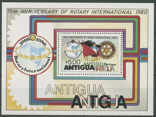 Antigua 1980 Rotary Club Flagge Emblem Block 48 postfrisch (C97212)