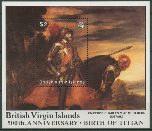 Britische Jungferninseln 1988 Gemälde Tizian Block 46 postfrisch (C97229)