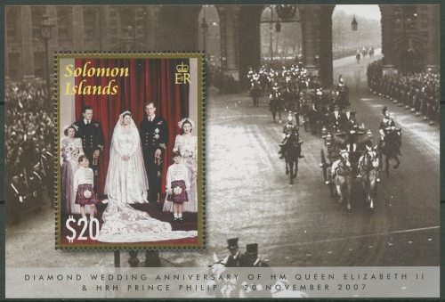 Salomoninseln 2007 60. Hochzeitstag Queen Elisabeth Block 97 postfrisch (C29657)