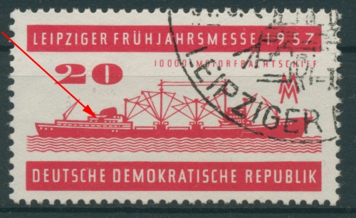 DDR 1957 Leipziger Messe mit Plattenfehler 559 I mit Sonderstempel