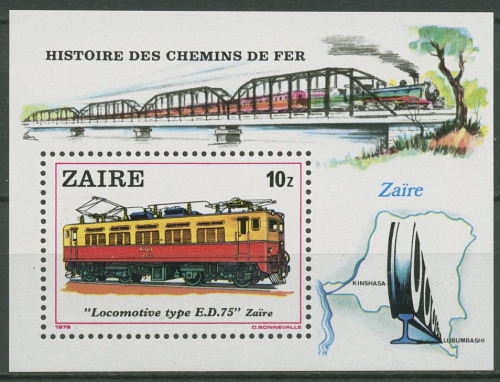 Kongo - Zaire 1980 Eisenbahn Lokomotiven Block 31 postfrisch (C29710)