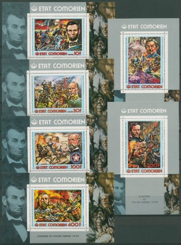 Komoren 1976 200 Jahre Unabhängigkeit der USA Block 61/66 A postfrisch (C29782)